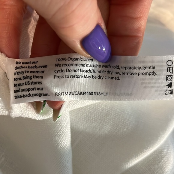 Eileen Fisher Wide Leg Pants Organic Linen Cropped White Size 12 - Picture 11 of 12